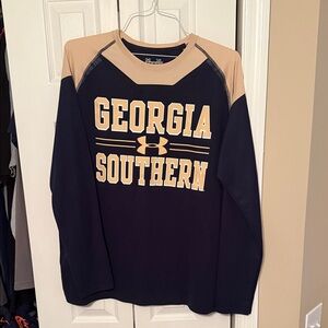 Under Armour Navy and Tan Georgia Southern Dri-fit Long Sleeve Tshirt